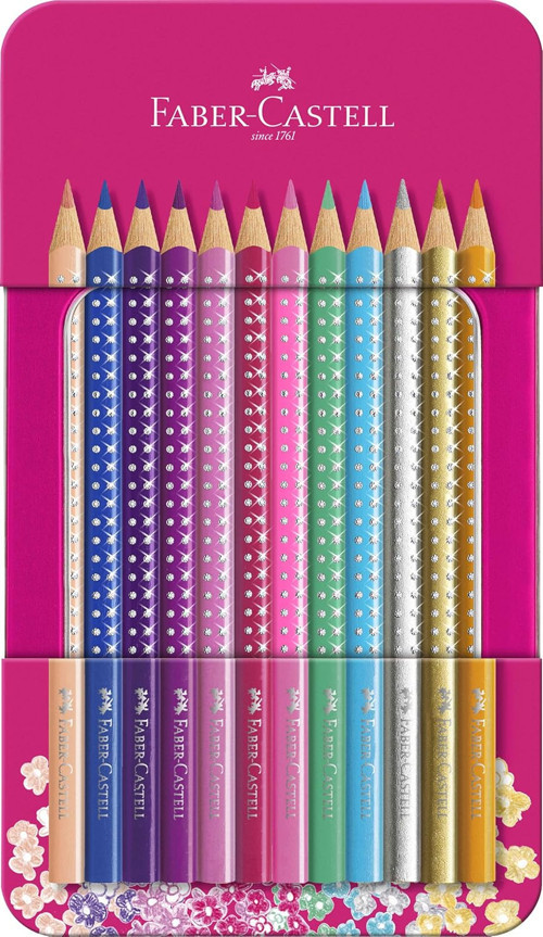 Parlak Renkler Boya Kalemi, 12 Renk, Metal Kutu, Pembe, Ergonomik Üçgen Gövde, Fsc Ser