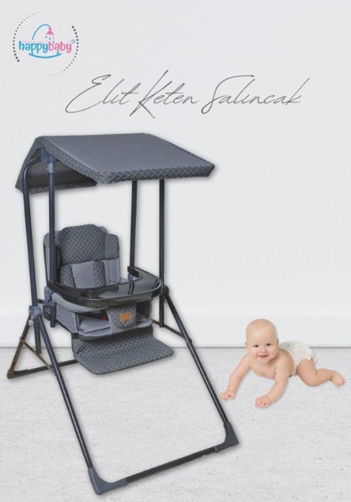 Elit Keten Salıncak - Kademeli -mama Tablalı - Mama Sandalyesi - Çocuk / Bebek Salıncağı