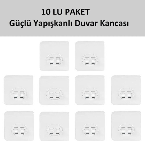 Güçlü Kendinden Yapışkanlı Kancalar Köşe Rafı Banyo Rafı Duş Rafı Kancası, Su Geçirmez Askı 10 ADET