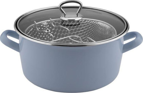 Emaye Mavi Fritöz Tenceresi