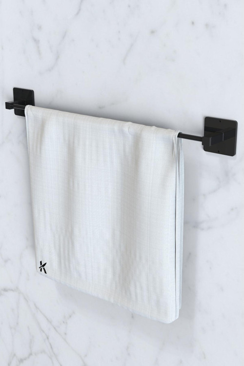 Yapışkanlı Siyah Uzun Havluluk Pratik Ve Şık Banyo Mutfak Havluluk