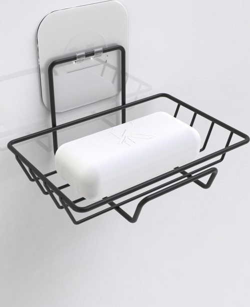 Yapışkanlı Siyah Dekoratif Sabunluk Banyo Düzenleyici Banyo Askı Aksesuar Sabunluk