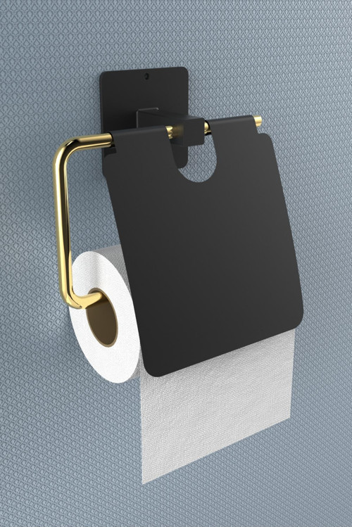 Yapışkanlı Kapaklı Paslanmaz Gold Tuvalet Kağıdı Tutacağı/tuvalet Wc Kağıtlık