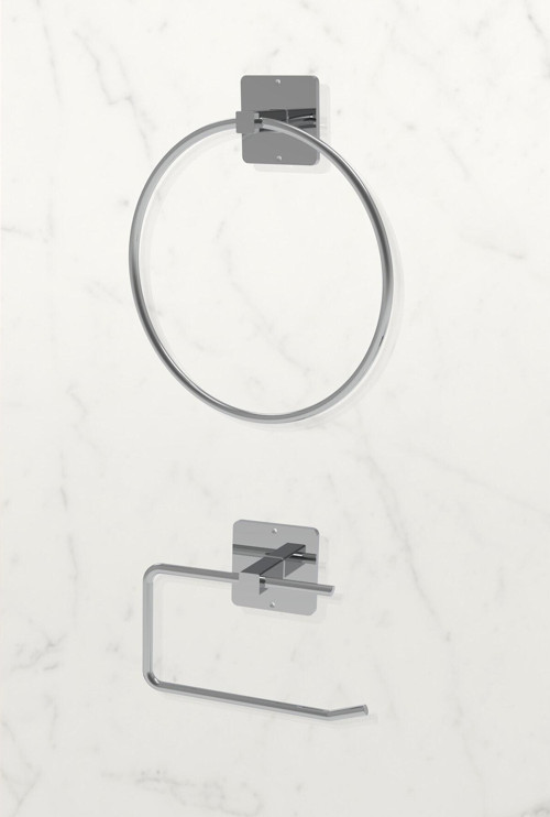 Yapışkanlı Gümüş Wc Kağıtlık ve Çember Havluluk Banyo Mutfak 2'li Set