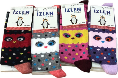 4 Lü İzlen Pamuklu Kız Çocuk Mevsimlik Soket Çorap Karışık Renkler