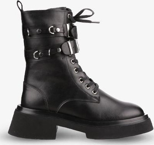 - Siyah Hakiki Deri Fermuarlı Kadın Postal Bot