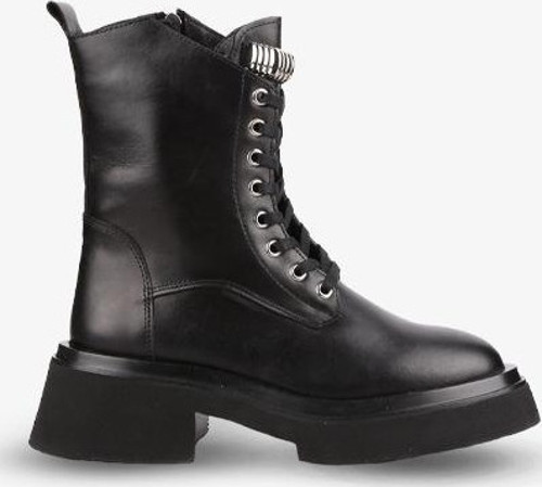 - Siyah Hakiki Deri Fermuarlı Kadın Postal Bot