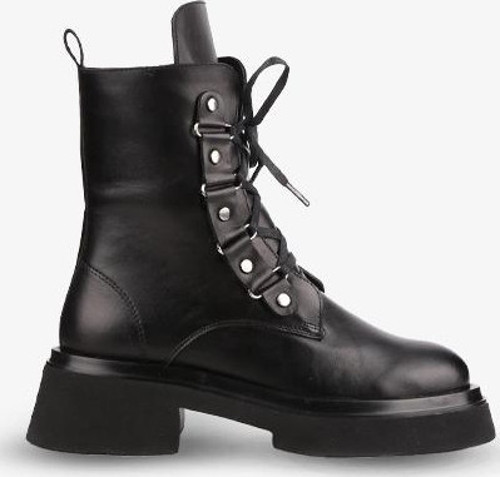 - Siyah Hakiki Deri Fermuarlı Kadın Postal Bot