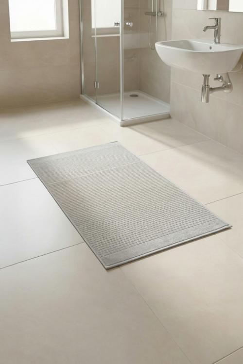 Linen Gri Ayak Havlusu - 50x70 Cm, 245 Gr, %100 Pamuk, Spa Ve Otel Banyo Paspası, Günlük Kullanıma