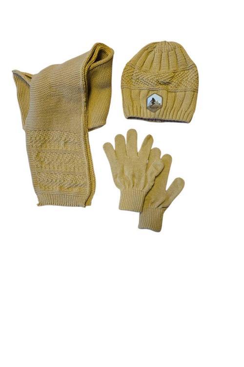 9-15 Yaş Erkek Çocuk Atkı Bere Eldiven 3'Lü Takım