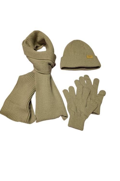 9-15 Yaş Erkek Çocuk Atkı Bere Eldiven 3'Lü Takım