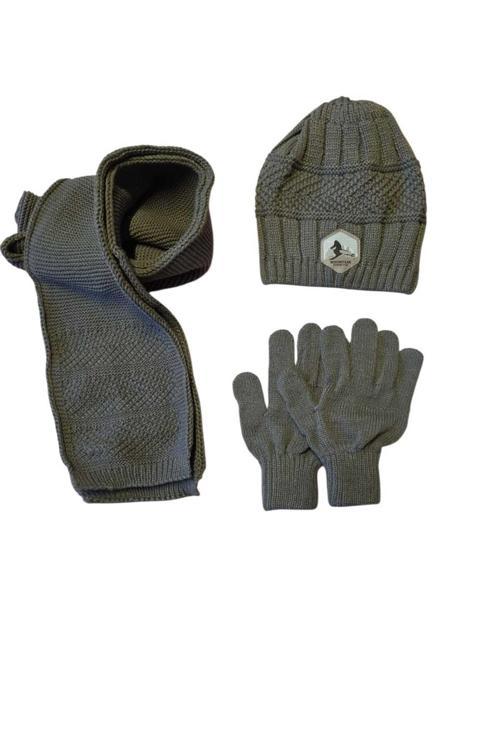 9-15 Yaş Erkek Çocuk Atkı Bere Eldiven 3'Lü Takım