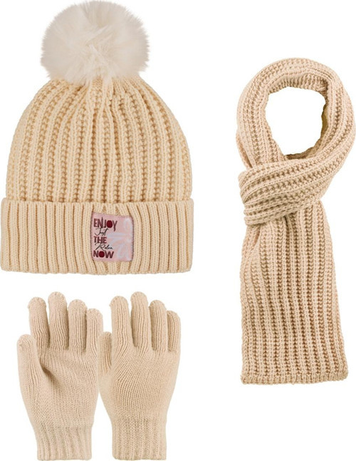 9-15 Yaş Garson 3'Lü Takım Kız Atkı, Eldiven Ve Şapka Set Içi Polarlı