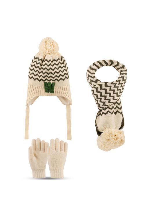 4-8 Yaş 3'Lü Takım Erkek Atkı, Eldiven Ve Şapka Set Içi Polarlı