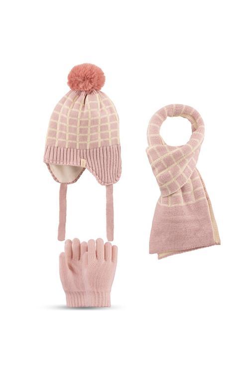 4-8 Yaş Kız Çocuk Atkı Bere Eldiven 3'Lü Takım