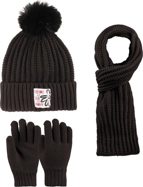 9-15 Yaş Garson 3'Lü Takım Kız Atkı, Eldiven Ve Şapka Set Içi Polarlı