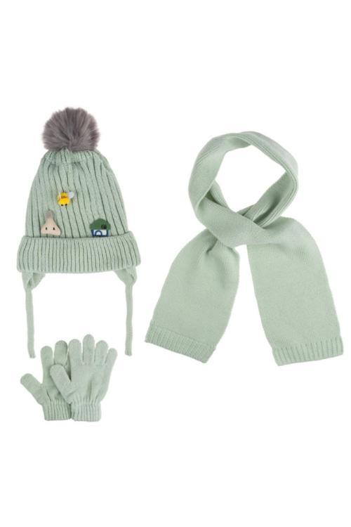 1-4 Yaş Kız Bebek & Çocuk Atkı Bere Eldiven 3'Lü Takım