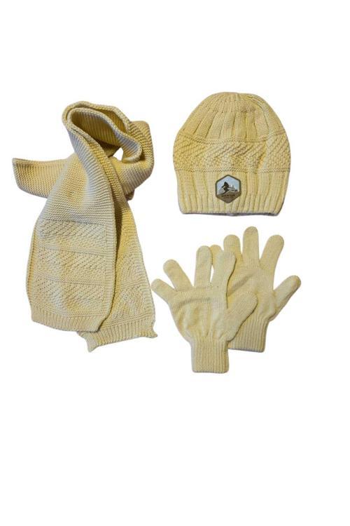 9-15 Yaş Erkek Çocuk Atkı Bere Eldiven 3'Lü Takım