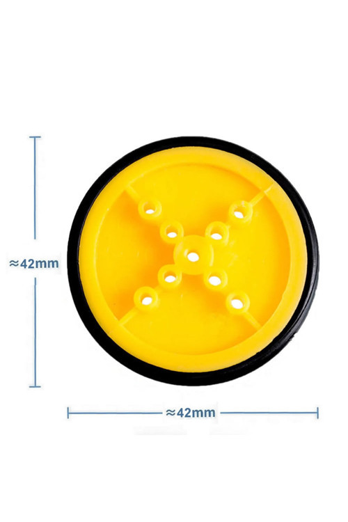 42Mm Mini Plastik Rubber Tekerlek Tt Motor Ve 3Mm Mil Uyumlu