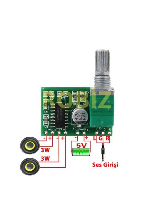 Ses Kontrol Potlu Pam8403 5V Mini Ses Yükseltici Class D 2X3W Amfi Kartı Stereo Dijital