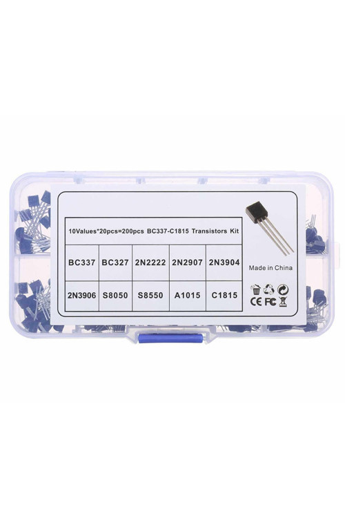 200 Adet Transistör Seti Kutulu 10 Tip Npn Pnp To-92 Bc327 Bc337 Bc517 Bc547 Bc548 Bc549 Bc550