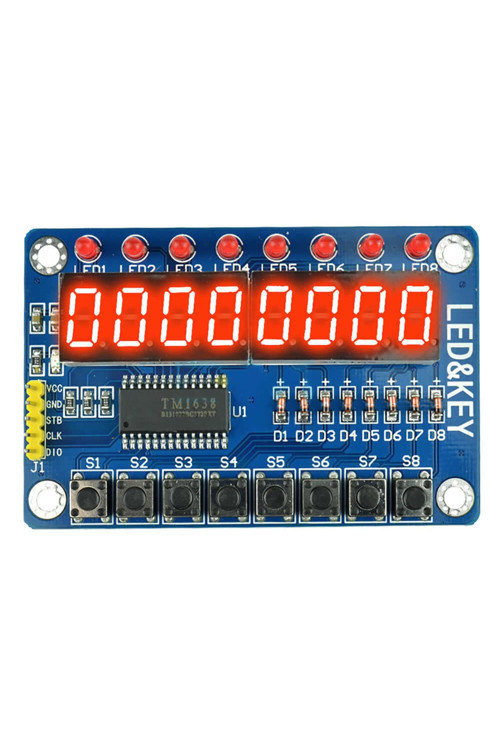 Tm1638 Modül 8 Hane 7 Segment Ekran 8X Kırmızı Led 8X Kullanıcı Butonu Dijital Display Gösterge
