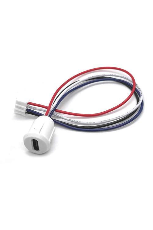 Type C Panel Montaj Dişi Soket 4 Pin 15Cm Kablolu Beyaz Uzatma Usb 3.1 Konnektör Araba Kamera Oyunc