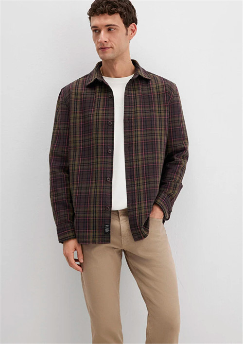 Mavı M0211818-91371 Seal Brown Check Erkek Normal Kesım Ekose Karelı Gomlek