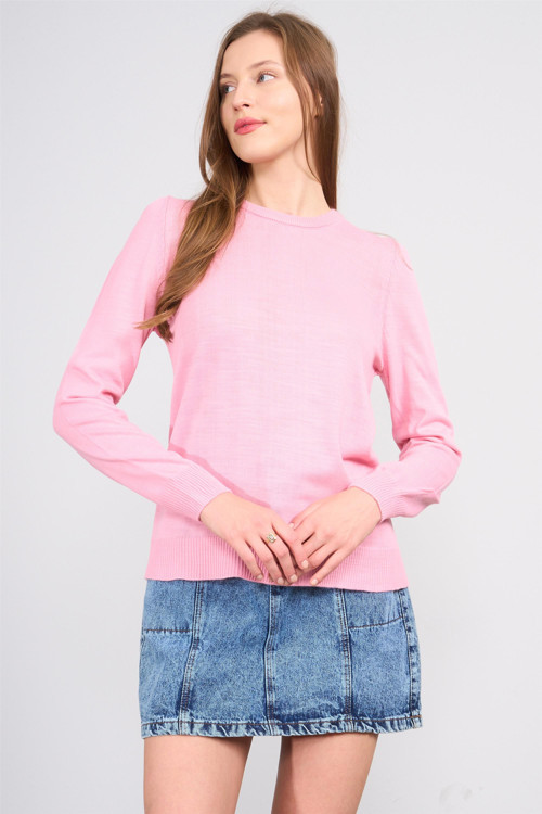 2275 Kadın Pembe Triko Kazak