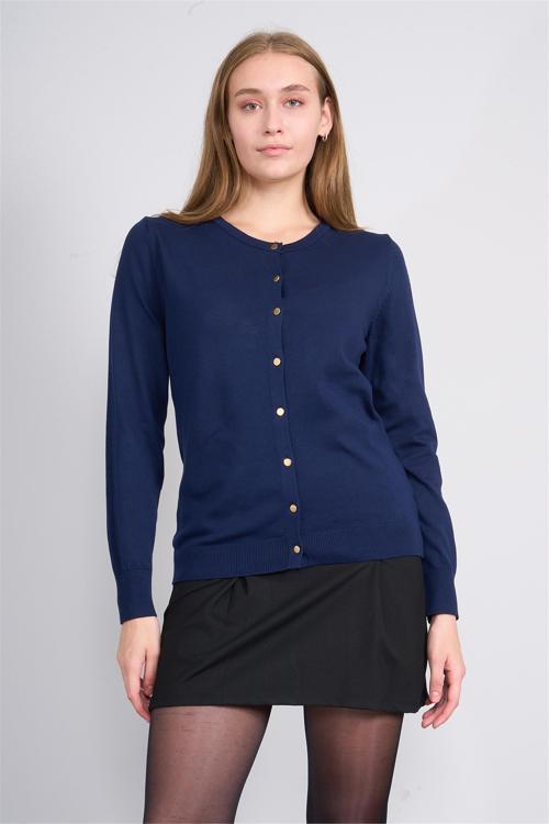 Çetinkaya Fithit 2312 Kadın Bisiklet Yaka Viskon Triko Hırka Lacivert