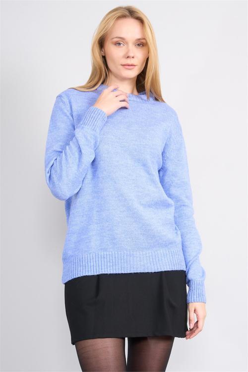 Çetinkaya Fithit 8631 Kadın Bisiklet Yaka Akrilik Triko Kazak Mavi