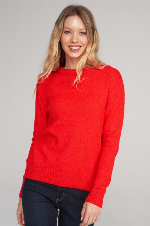 Çetinkaya Fithit 8631 Kadın Bisiklet Yaka Akrilik Triko Kazak Nar Çiçeği