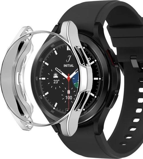 Samsung Galaxy Watch 4 Classic 46mm Kılıf 360 Full Round Soft Silicone Gümüş