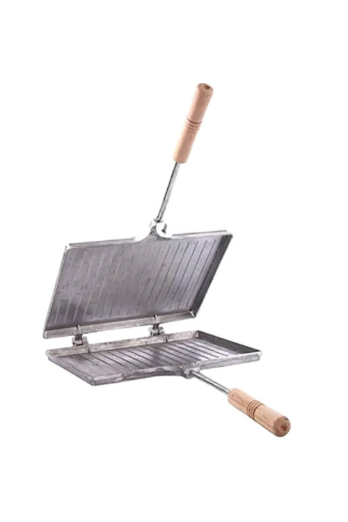 Ocak Üstü Alüminyum El Tost Makinası 23cm Ahşap Saplı