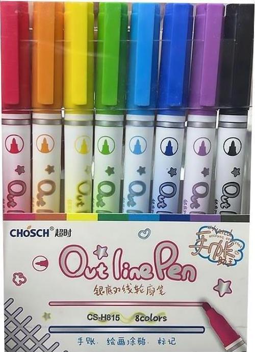 Kuki--s Spielzeug Çift Çizgili Fosforlu Kalem 8 Renk CS-H815