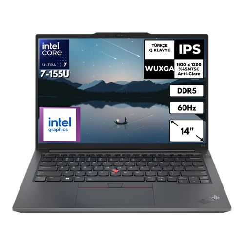 Thinkpad E14 G6 Ultra 7-155U 64 GB 512 GB SSD Intel Graphics 14" Wuxga Windows 11 Home Taşınabilir Bilgisayar 21M8S0LRTXAT47