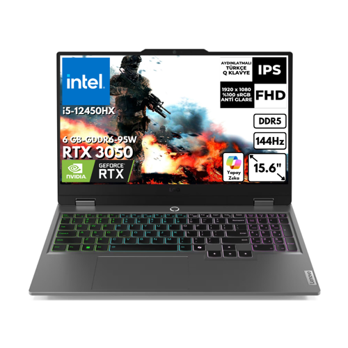 LOQ 15IAX9 i5-12600HX 48 GB 4 TBSSD 6GB RTX3050 15.6" 144Hz FHD Windows 11 Pro Gaming Laptop 83GS00R7TRAT80