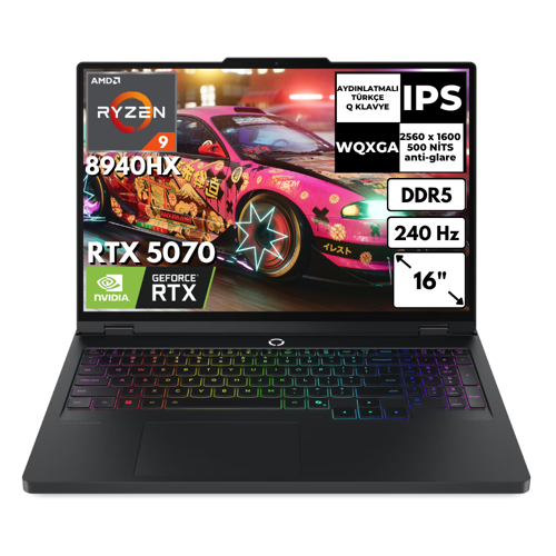 Legion Pro 5 16ADR10 R9 8940HX 24 GB 256 GB SSD 8GB RTX5070 16" 240Hz WQXGA FreeDos Gaming Laptop 83LT0046TRAT11