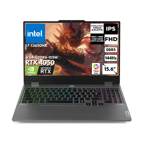 LOQ 15IRX9 i7-13650HX 64 GB 2 TBSSD 6GB RTX4050 15.6" 144Hz FHD FreeDos Gaming Laptop 83DV0117TRAT24