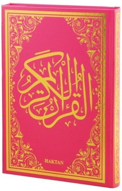 Kuranı Kerim Renkli Gül Desenli Pembe Cilt Sesli-Orta Boy
