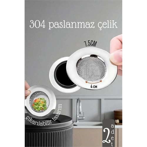 BFS Lavabo Süzgeci - 7.5 cm Çap 2 Lİ SET Gider Sügeci Lavabo Süzgeci