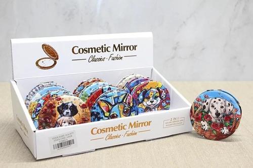 BFS Sevimli Köpek Tasarımıyla Taş İşlemeli İnce El Aynası Yuvarlak Alk4577