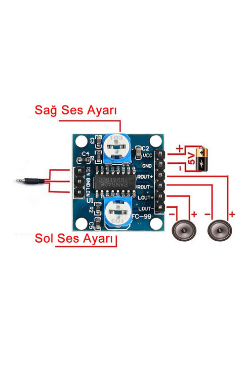 Pam8406 Modül 2 X 5W Sterio Ses Yükseltici Amfi Class D Amfilikat