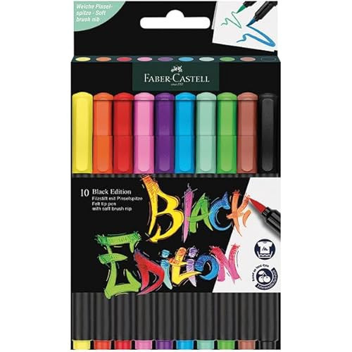 Black Edition Keçeli Kalem Fırça Uç 10’Lu, Parlak Renkler, Yazım Ve Boyama İçin Uygun,