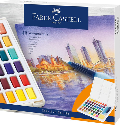 Creative Studio Tablet Suluboya Seti, 48 Renk, Su Bazlı Pigment, Karıştırma Paleti Ve