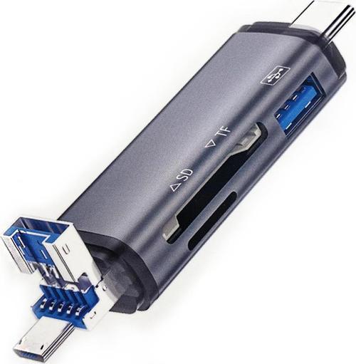 3 IN 1 OTG Kard Okuyucu, USB, Micro USB, Type-C Çevirici Gri