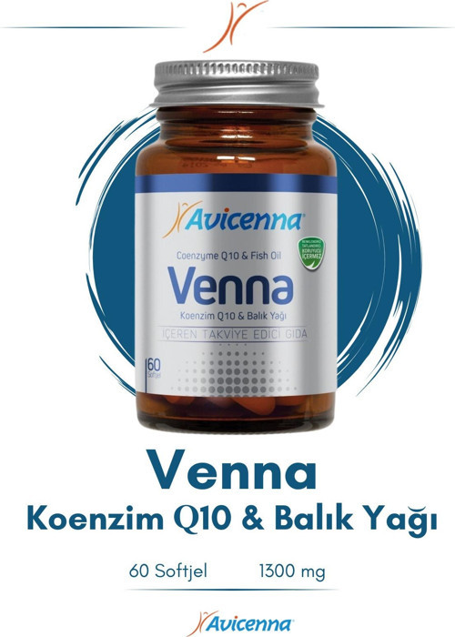 AVICENNA VENNA YUMUŞAK KAPSÜL, KOENZİM Q10 VE BALIK YAĞI İÇEREN TAKVİYE EDİCİ GIDA 60 kapsül