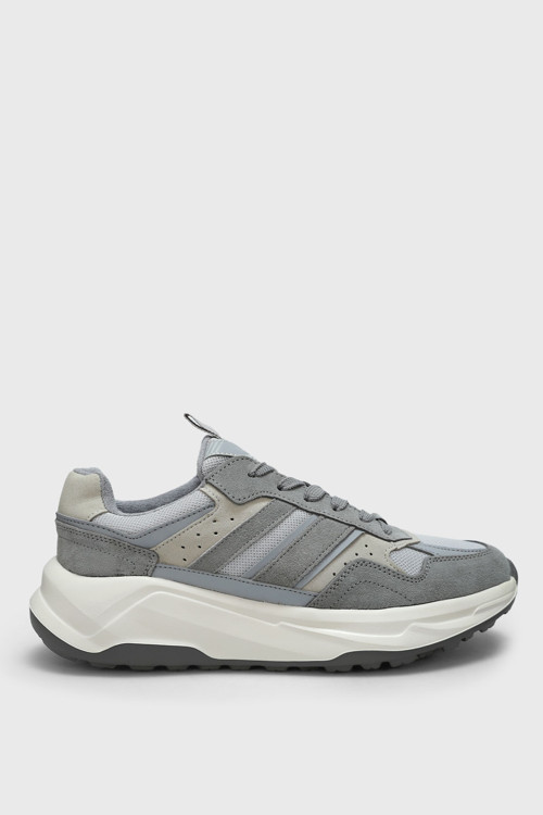 Eduard Erkek Deri Sneaker Ayakkabı Gri