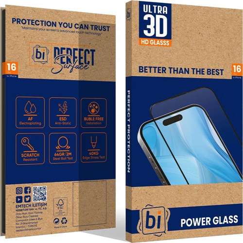 Bİ 3D POWER GLASS IPHONE 16 PRO EKRAN KORUYUCU