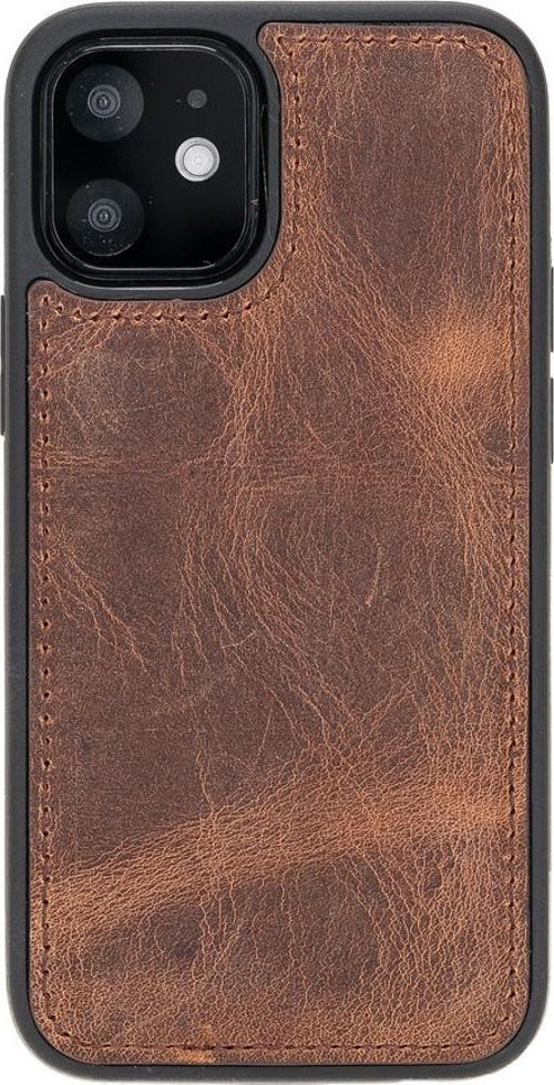 Apple iPhone 12 mini Uyumlu Deri Arka Kapak G2 Kahve